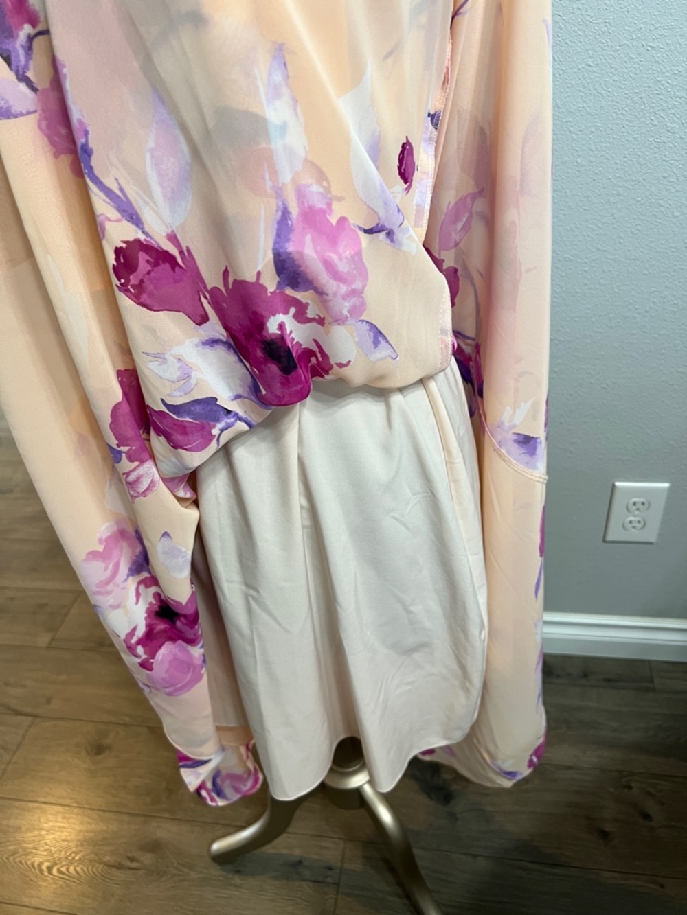 Eliza J Peach Halter High-Low Dress with Pink & Purple Floral Print - Picture 5 of 8